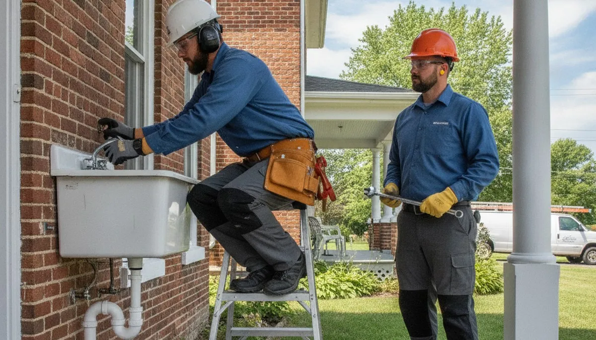 Plumber repairing a pipe in Oak Park, IL for fast residential plumbing service