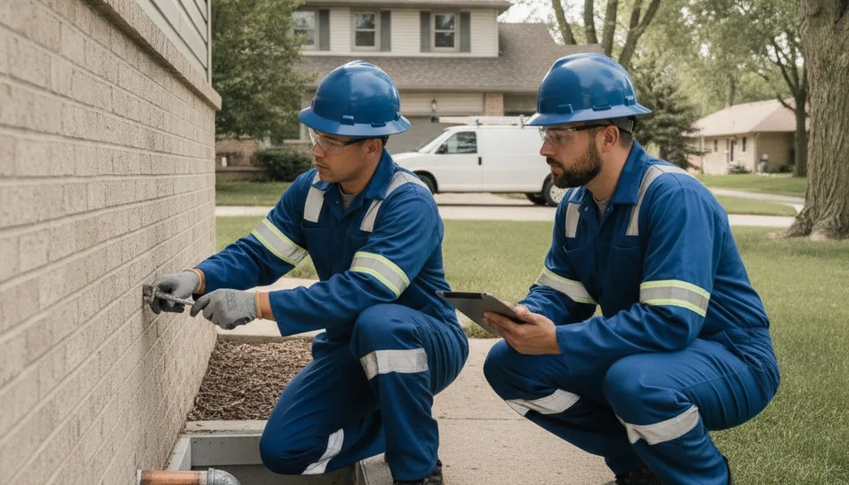 Oak Park, IL plumbing repair technician inspecting a pipe for leak repair