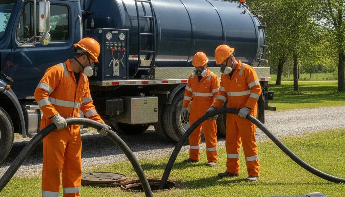 Septic pumping service truck for Oak Park, IL homes by On Call Plumbers