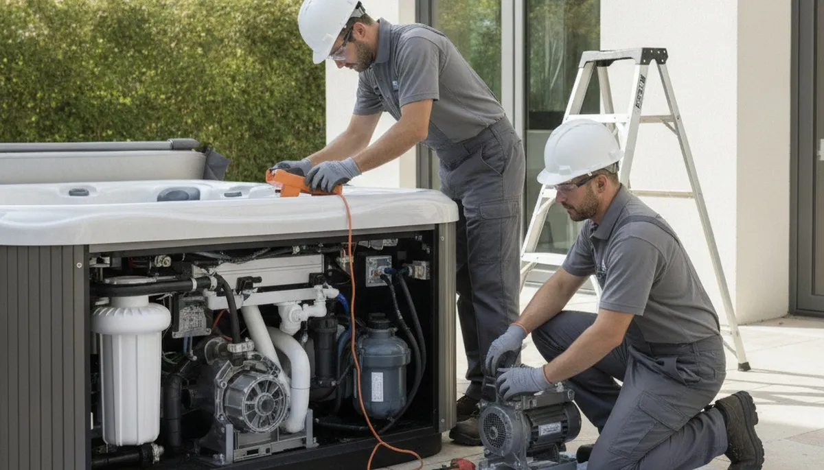 Oak Park, IL plumber repairing a spa for reliable home plumbing service